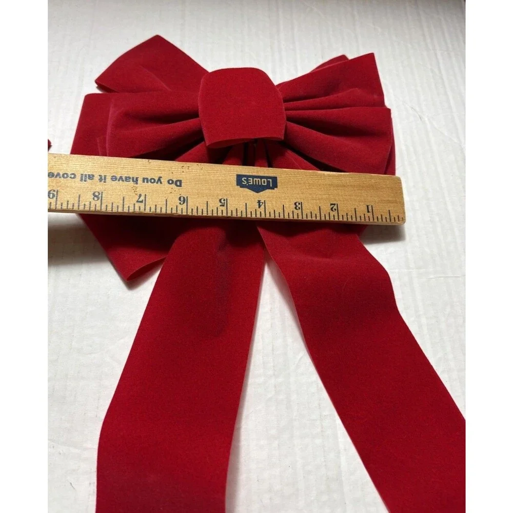 2 Large Red Velvet Christmas Bows 16” Wreath Door Tree Holiday Decor